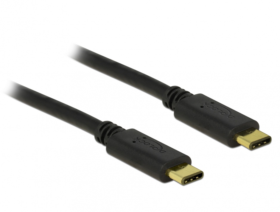 Imagine Cablu USB 2.0 tip C T-T Negru 0.5m 3A, Delock 83672