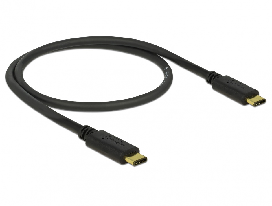 Imagine Cablu USB 2.0 tip C T-T Negru 0.5m 3A, Delock 83672 