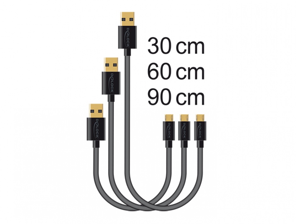 Imagine Cablu de date si incarcare Fast/Quick Charging (incarcare rapida) USB 2.0 la micro USB-B 3 buc/set N