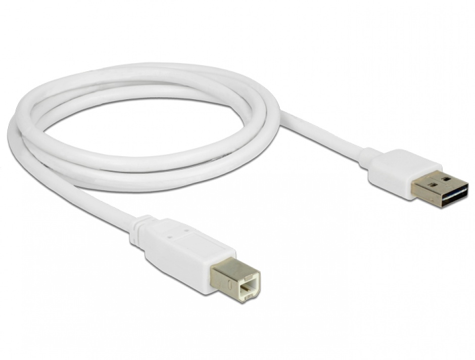 Imagine Cablu EASY-USB 2.0 tip A la USB-B T-T 1m Alb, Delock 83686