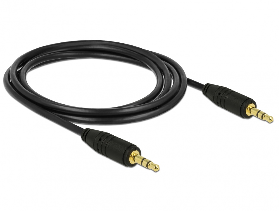 Imagine Cablu stereo jack 3.5mm 3 pini Negru T-T 2m, Delock 83746