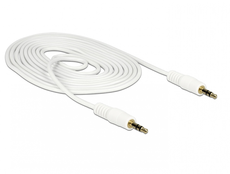 Imagine Cablu stereo jack 3.5mm 3 pini Alb T-T 2m, Delock 83747