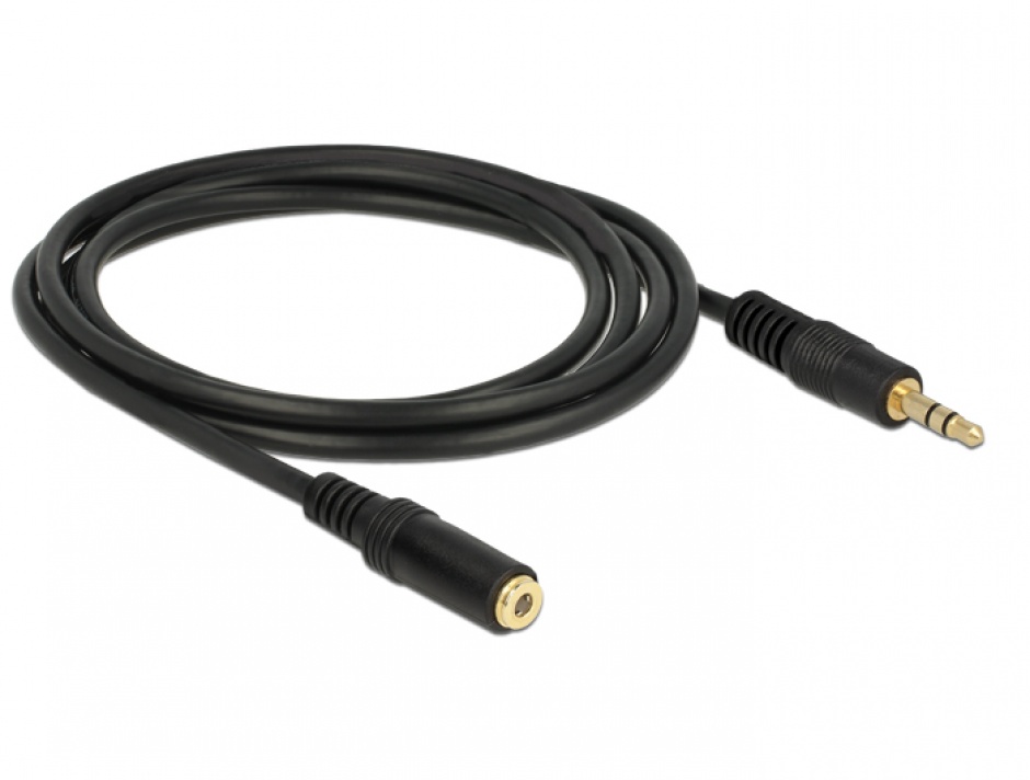Imagine Cablu prelungitor audio jack 3.5mm 2m Negru, Delock 83766