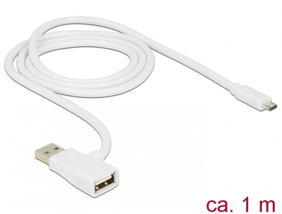 Imagine Cablu Quick/Fast Charge (incarcare rapida) USB 2.0 la micro USB-B 1m, Delock 83774