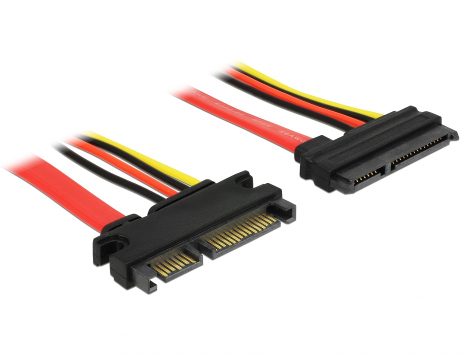 Imagine Cablu prelungitor SATA III 22 pini 6 Gb/s T-M (5V+12V) 100cm, Delock 83804