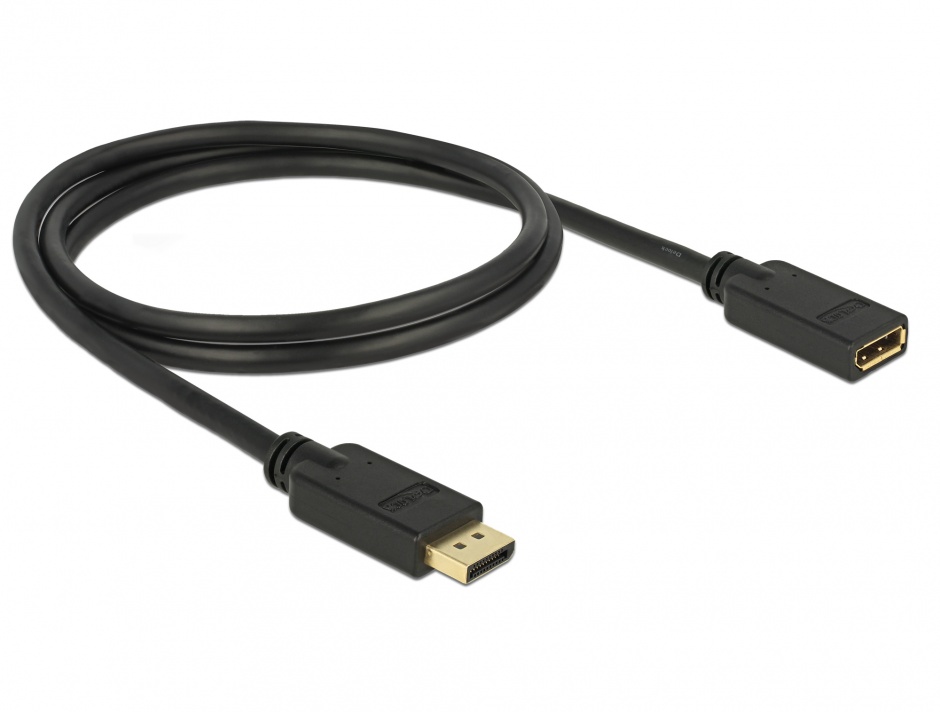 Imagine Cablu prelungitor DisplayPort v1.2 4K 60Hz 1m T-M Negru, Delock 83809 