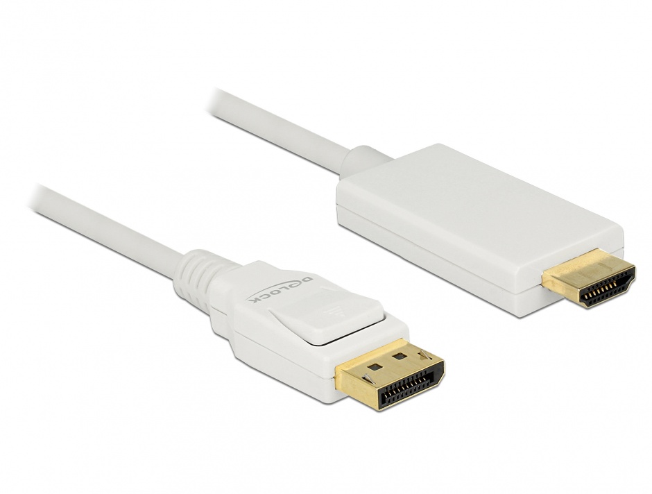 Imagine Cablu Displayport 1.2 la HDMI T-T pasiv 4K alb 5m, Delock 83820