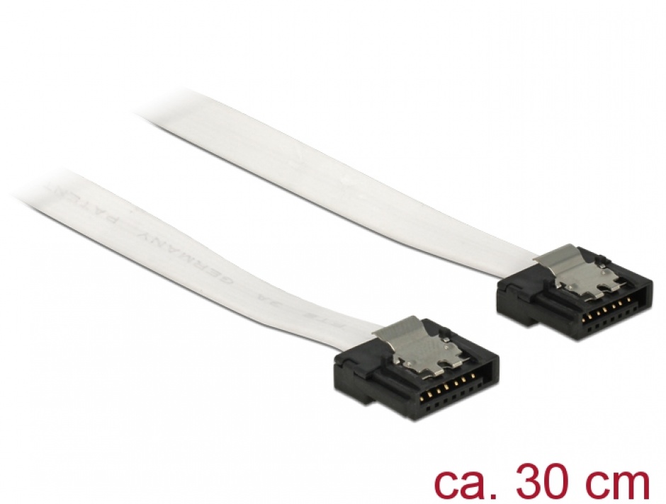 Imagine Cablu SATA III FLEXI 6 Gb/s 30 cm white metal, Delock 83831
