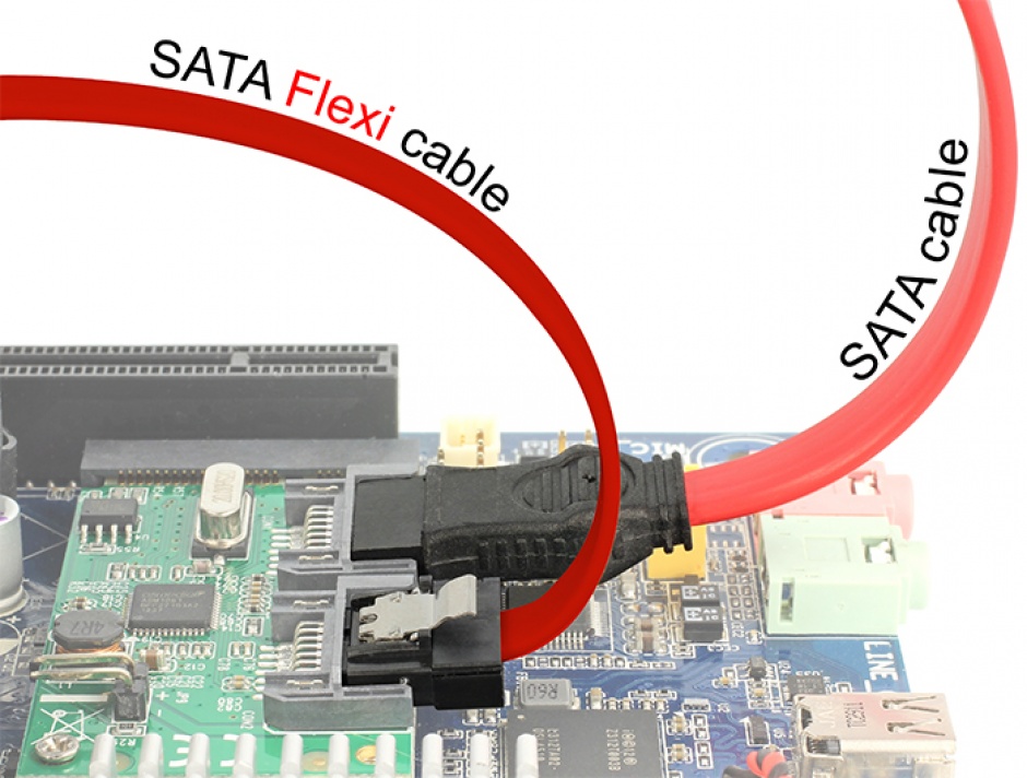 Imagine Cablu SATA III 6 Gb/s FLEXI 20cm Rosu metal, Delock 83833