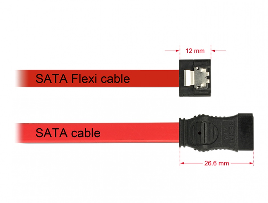 Imagine Cablu SATA III FLEXI 6 Gb/s 50 cm Rosu metal, Delock 83835