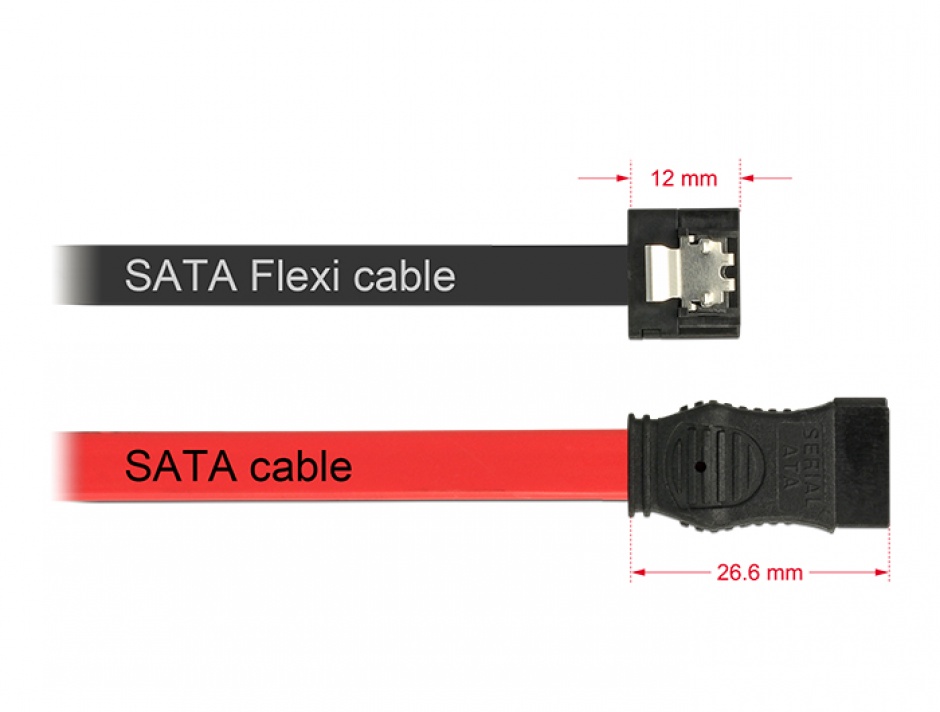 Imagine Cablu SATA III FLEXI 6 Gb/s 50 cm black metal, Delock 83841