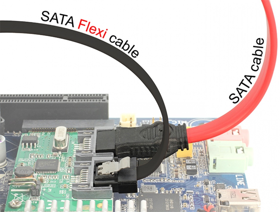 Imagine Cablu SATA III FLEXI 6 Gb/s 50 cm black metal, Delock 83841