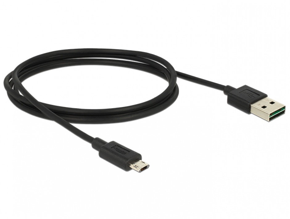 Imagine Cablu EASY-USB 2.0 tip A la EASY-USB 2.0 tip Micro-B T-T Negru 1m, Delock 83844
