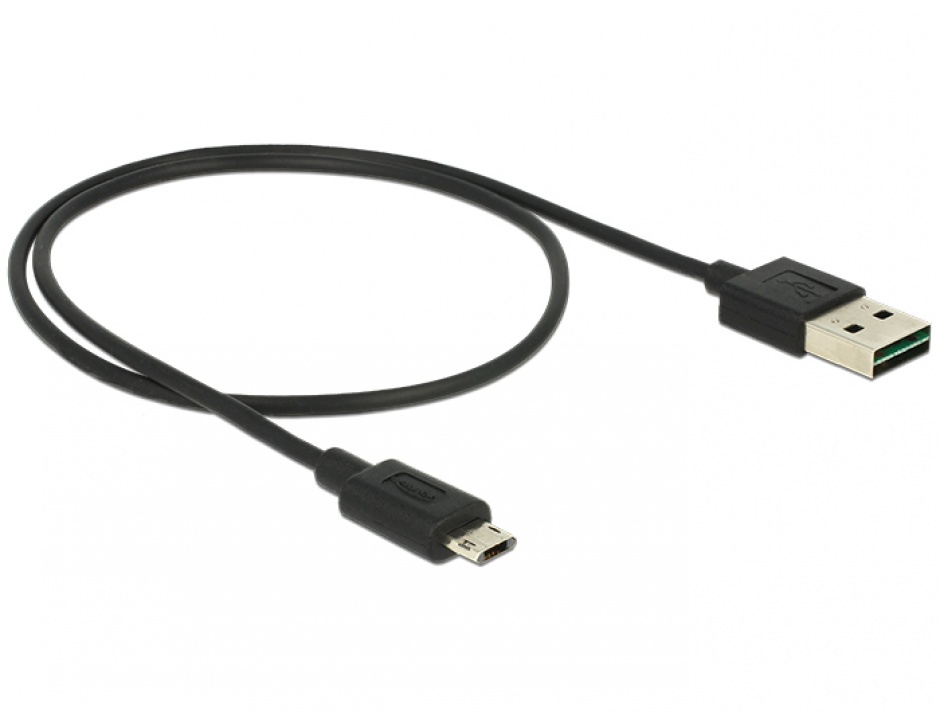 Imagine Cablu EASY-USB 2.0 tip A la EASY-USB 2.0 tip Micro-B T-T Negru 0.5m, Delock 83845