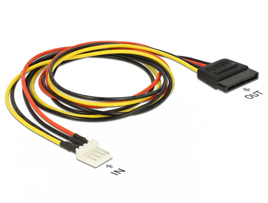 Imagine Cablu de alimentare SATA 15 pini la Floppy 4 pini 60cm M-T, Delock 83879