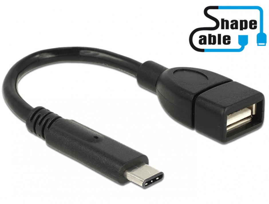 Imagine Cablu USB tip C 2.0 la USB-A T-M ShapeCable OTG 0.15m, Delock 83932