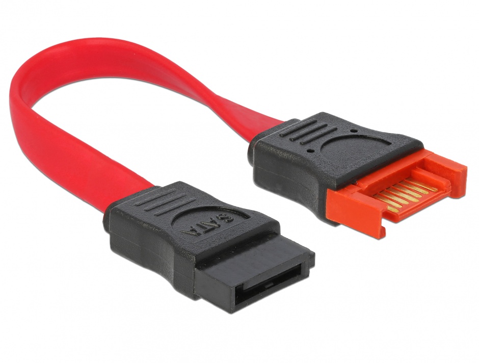 Imagine Cablu prelungitor SATA III 6 Gb/s date 10cm rosu, Delock 83951