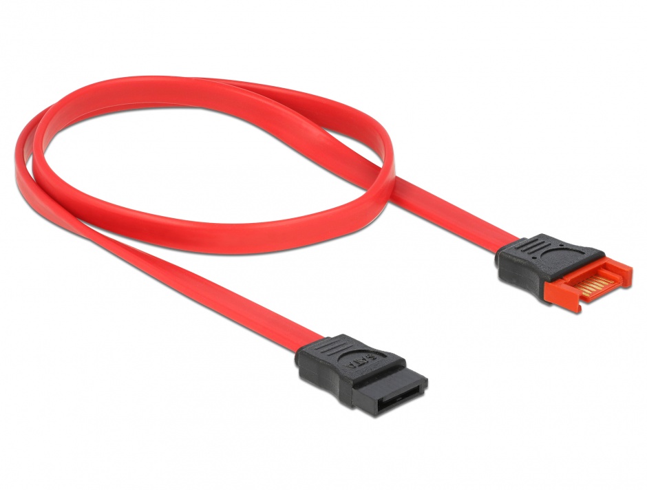 Imagine Cablu prelungitor SATA III 6 Gb/s date 50cm rosu, Delock 83954