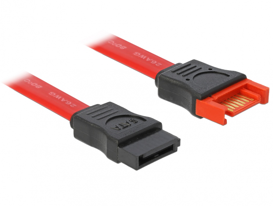 Imagine Cablu prelungitor SATA III 6 Gb/s date 100cm rosu, Delock 83956