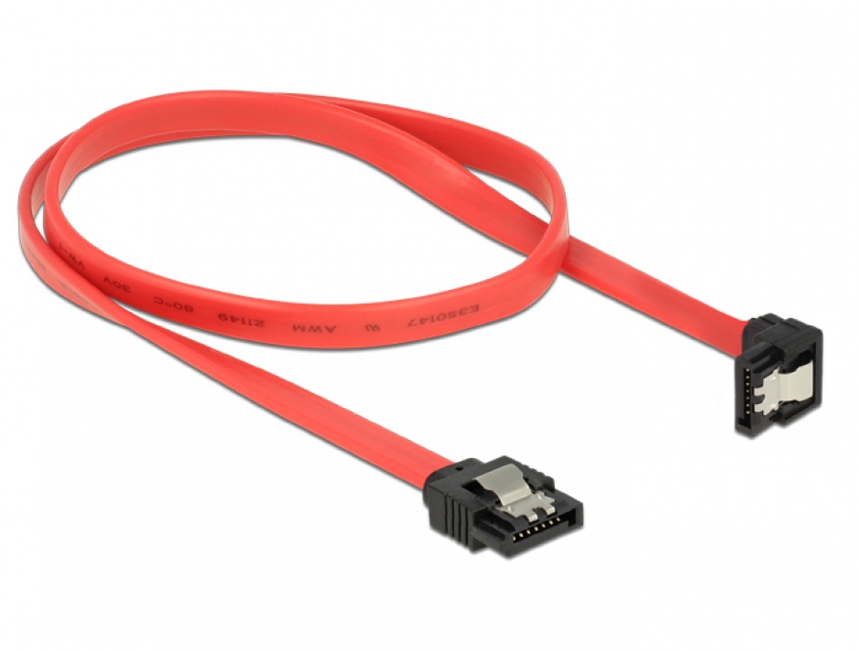Imagine Cablu SATA III drept-unghi jos cu fixare 50cm, Delock 83979