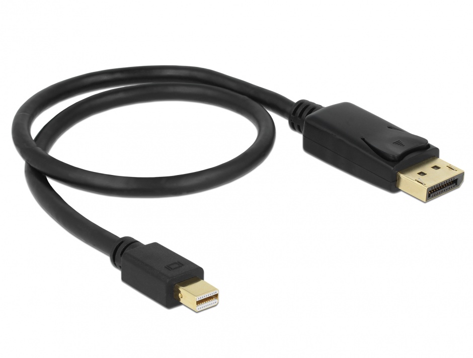 Imagine Cablu Mini Displayport la Displayport T-T Negru 4K 0.5m, Delock 83984