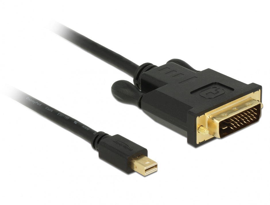 Imagine Cablu mini Displayport 1.1 la DVI 24+1 pini T-T 5m Negru, Delock 83991