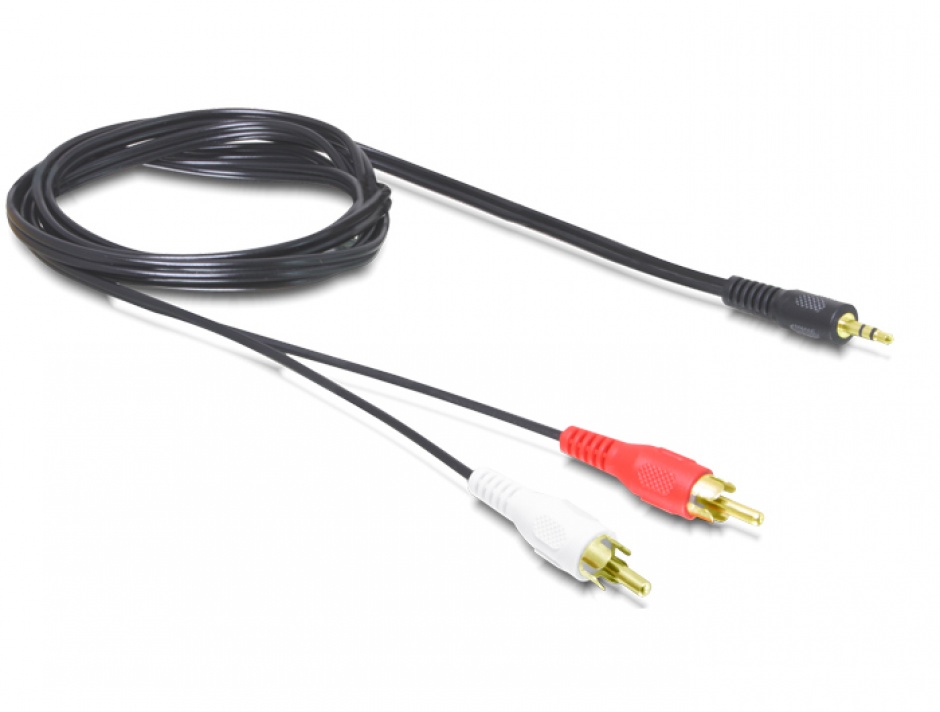 Imagine Cablu audio jack stereo 3.5 mm la 2 x RCA T-T 1.5m, Delock 84000