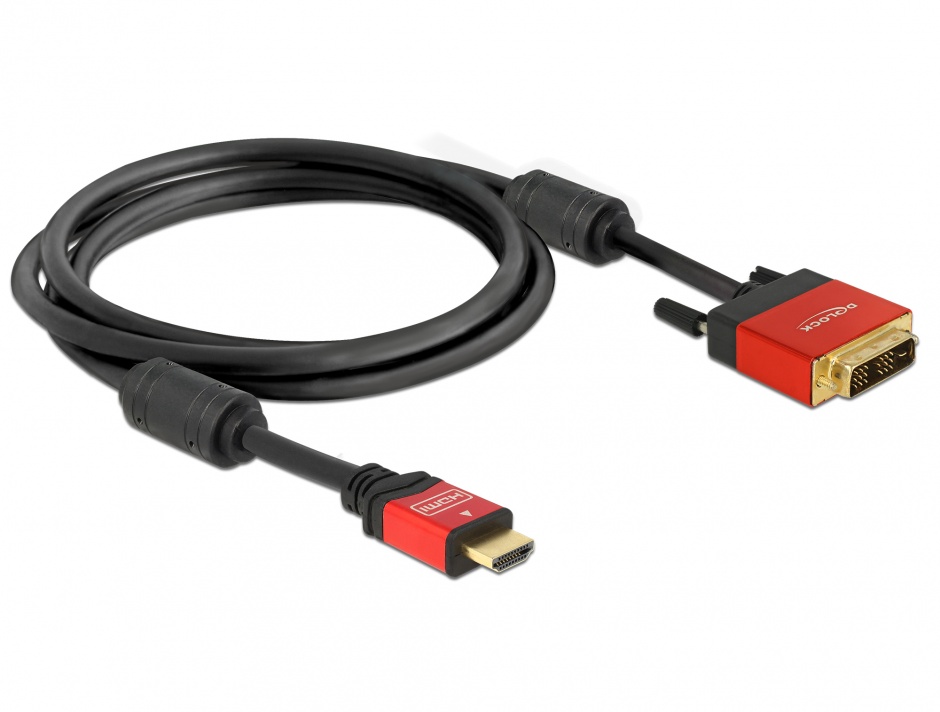 Imagine Cablu HDMI la DVI-D Single Link 18+1pini T-T Premium 2m, Delock 84342
