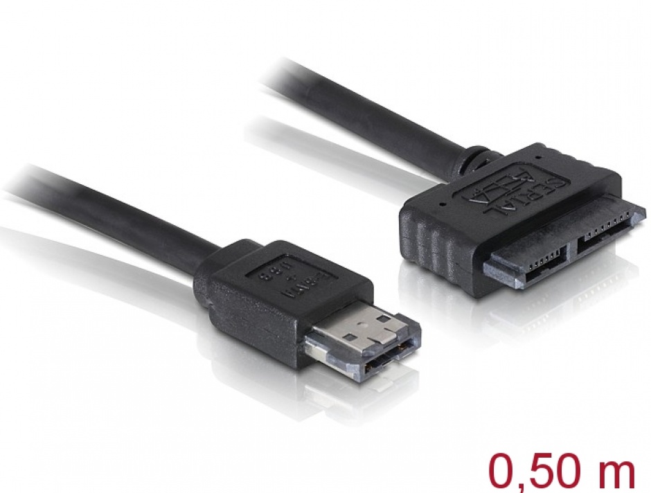 Imagine Cablu eSATAp la Slim SATA 13 pini 5V 0.5m, Delock 84413