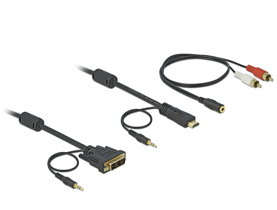 Imagine Cablu HDMI la DVI-D Single Link 18+1pini T-T cu audio 2m, Delock 84455