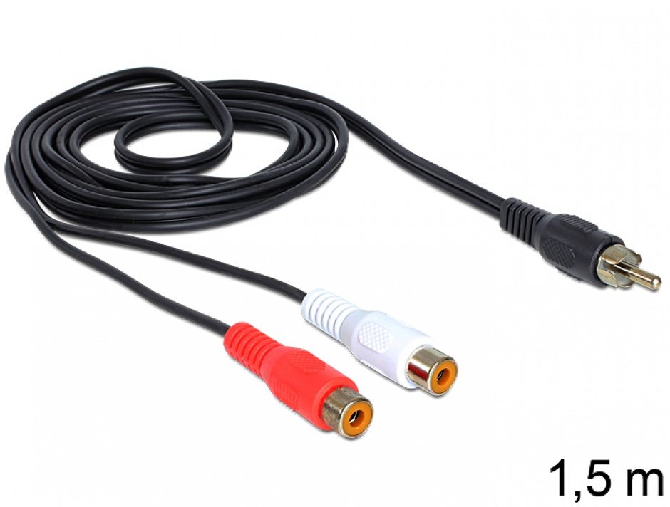 Imagine Cablu 2 x RCA la RCA M-T 1.5m, Delock 84494