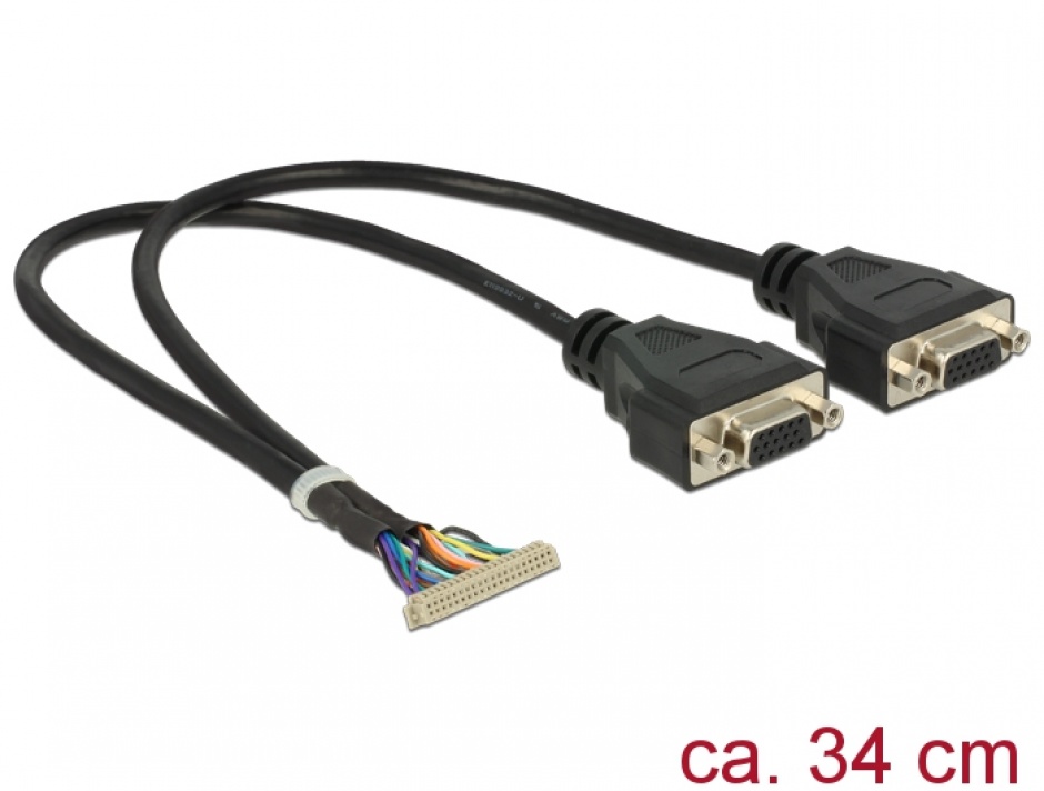 Imagine Cablu de conectare 40 pini 1.25 mm la 2 x VGA pentru 95255/95256, Delock 84710