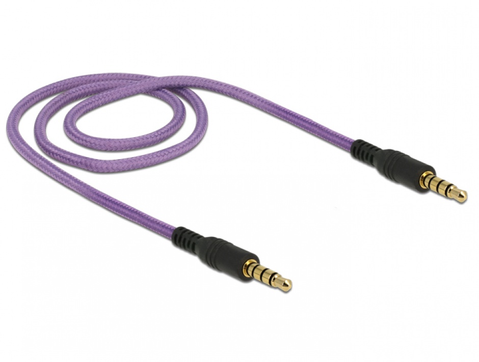 Imagine Cablu stereo jack 3.5mm 4 pini Mov T-T 0.5m, Delock 84756