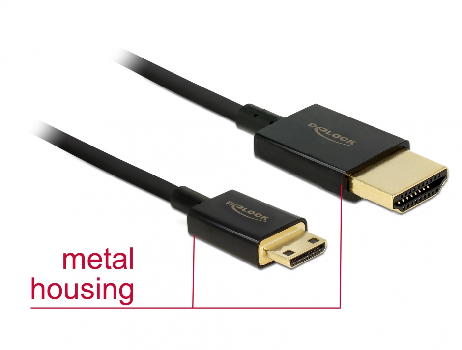 Imagine Cablu HDMI la mini HDMI-C T-T 3D 4K 4.5m Activ Slim Premium, Delock 84780