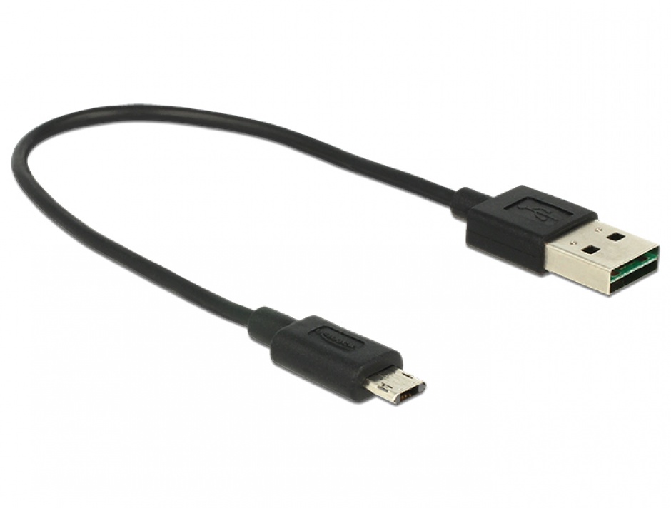 Imagine Cablu EASY-USB 2.0 tip A la EASY-USB 2.0 tip Micro-B T-T Negru 0.2m, Delock 84804