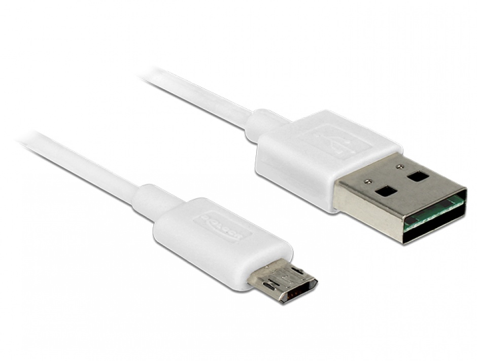 Imagine Cablu EASY-USB 2.0 tip A la EASY-USB 2.0 tip Micro-B T-T Alb 2m, Delock 84808