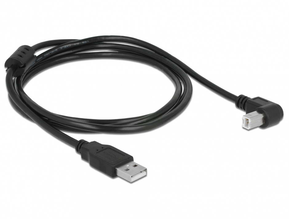 Imagine Cablu USB 2.0-A la USB 2.0-B T-T unghi 1.5m negru, Delock 84810