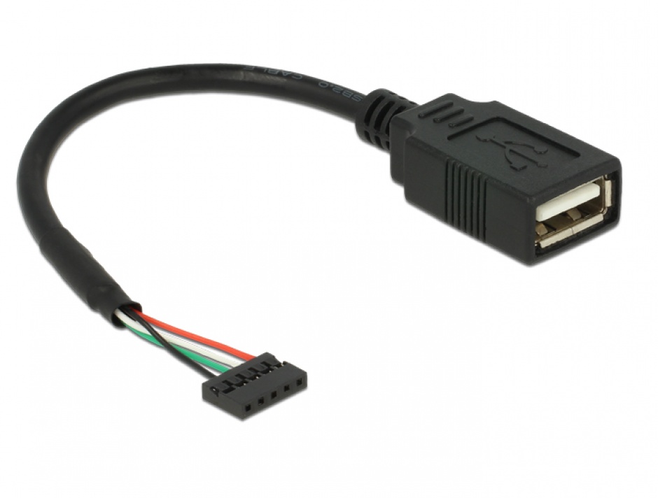 Imagine Cablu USB 2.0 pin header 2.00 mm 5 pini la USB 2.0-A M-M 15cm, Delock 84831