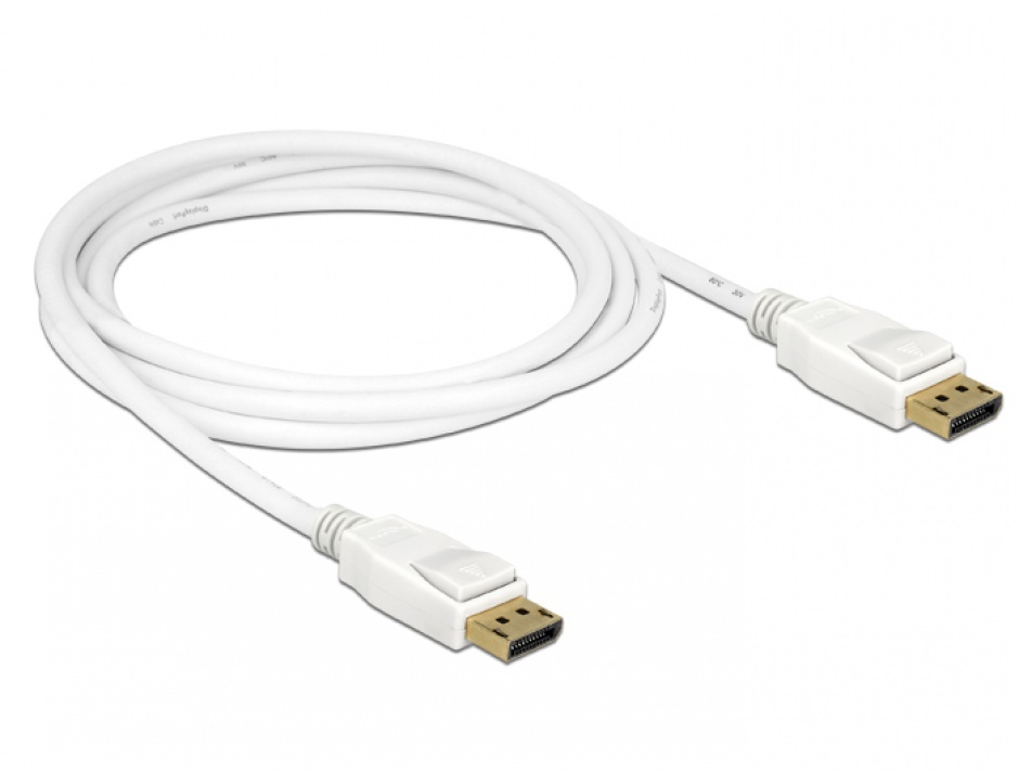Imagine Cablu Displayport 1.2 Alb 2m 4K T-T, Delock 84877