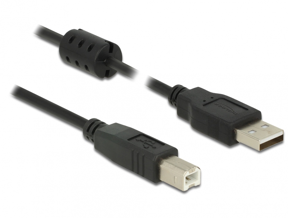 Imagine Cablu USB 2.0 de imprimanta la USB-B T-T 5m Negru, Delock 84899