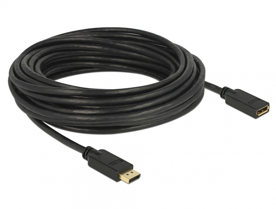 Imagine Cablu prelungitor DisplayPort v1.2 4K 60Hz 10m T-M Negru, Delock 84907