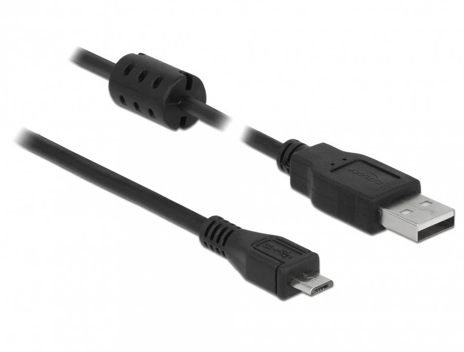 Imagine Cablu USB 2.0 la micro USB-B 5m Negru T-T, Delock 84910