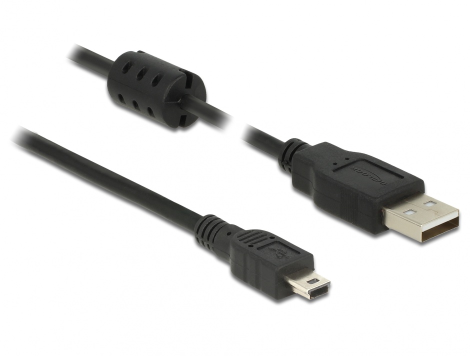 Imagine Cablu USB 2.0 la mini USB-B 3m Negru T-T, Delock 84915
