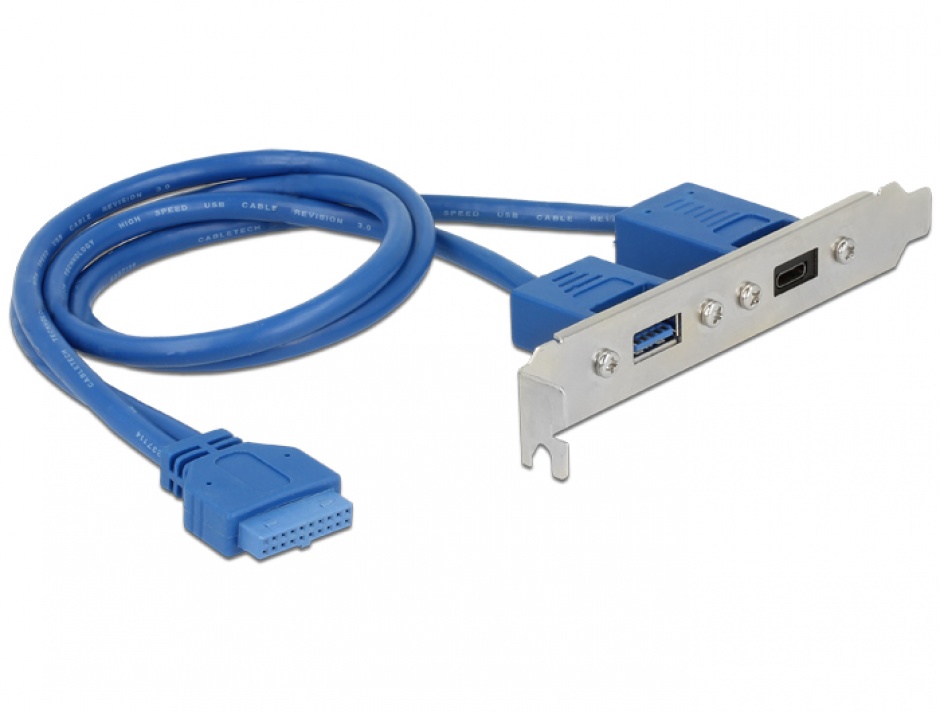 Imagine Bracket USB 3.1 pin header 19 pini mama la 1 x USB-C + 1 x USB-A, Delock 84930