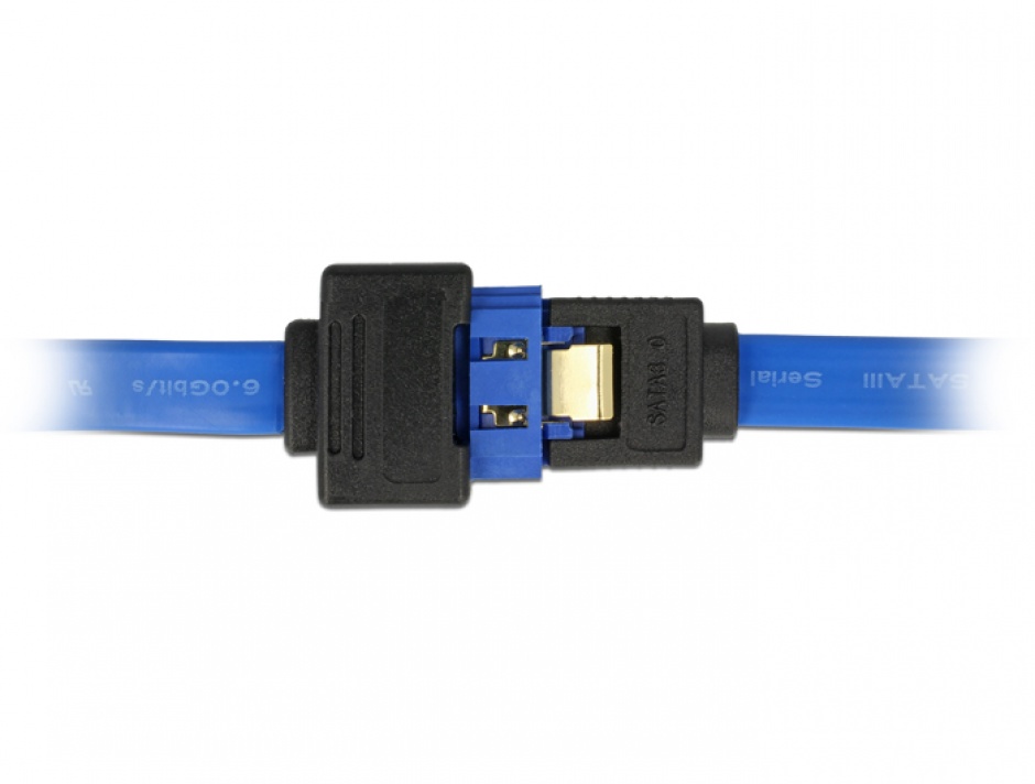 Imagine Cablu prelungitor SATA III 6 Gb/s T-M bleu latchtype 30cm, Delock 84972
