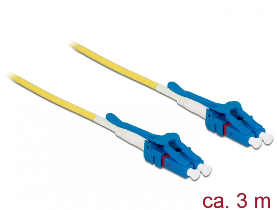 Imagine Cablu fibra optica LC - LC Singlemode OS2 Uniboot 3m, Delock 85085