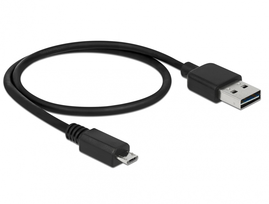 Imagine Cablu EASY-USB 2.0-A la micro USB 2.0-B T-T 0.5m, Delock 85156