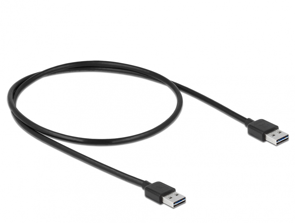 Imagine Cablu EASY-USB 2.0 tip A T-T 0.5m Negru, Delock 85191