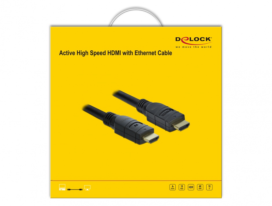 Imagine Cablu activ HDMI 4K60Hz T-T 10m Negru, Delock 85284