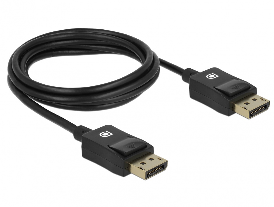 Imagine Cablu Displayport coaxial 8K60Hz T-T 2m Negru, Delock 85301